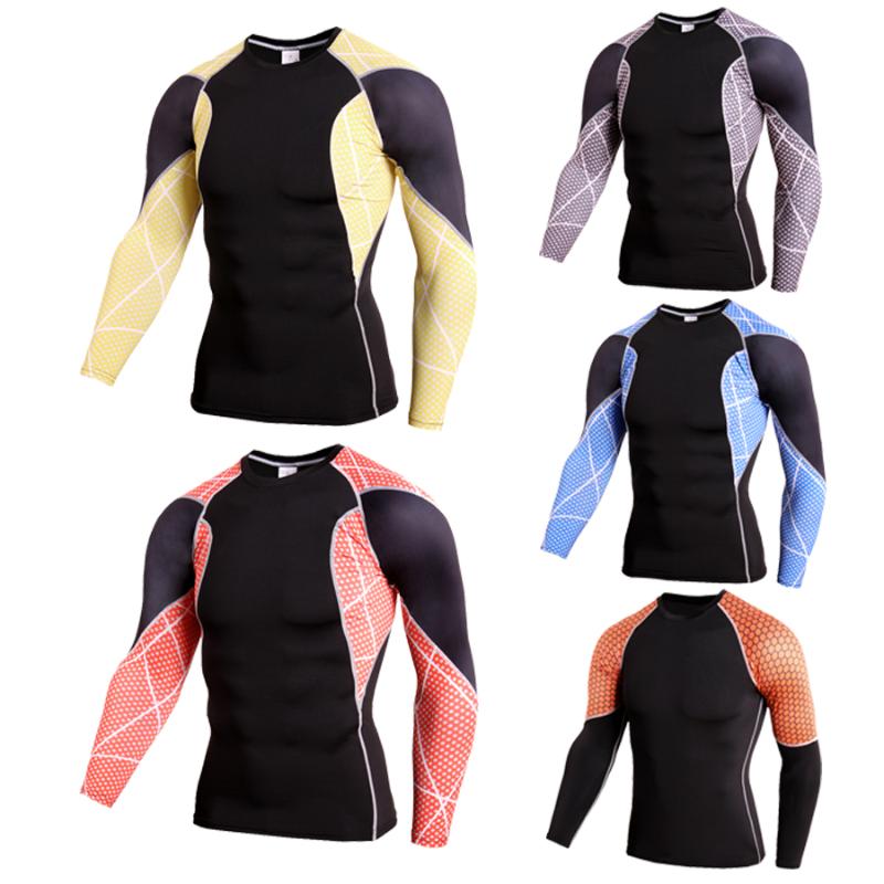 

Men Fitness Running T Shirt Base Layers Cycling Mens Compression Shirts Skin Tight Bodybuilding Thermal Sports Workout shirt, Photo color