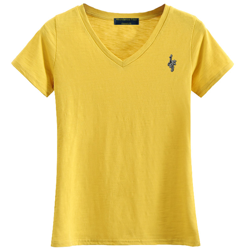

New summer short-sleeved t-shirt ladies trendy loose linen cotton V-neck T-shirt clothes tide brand spring women' shirt TEES, Black