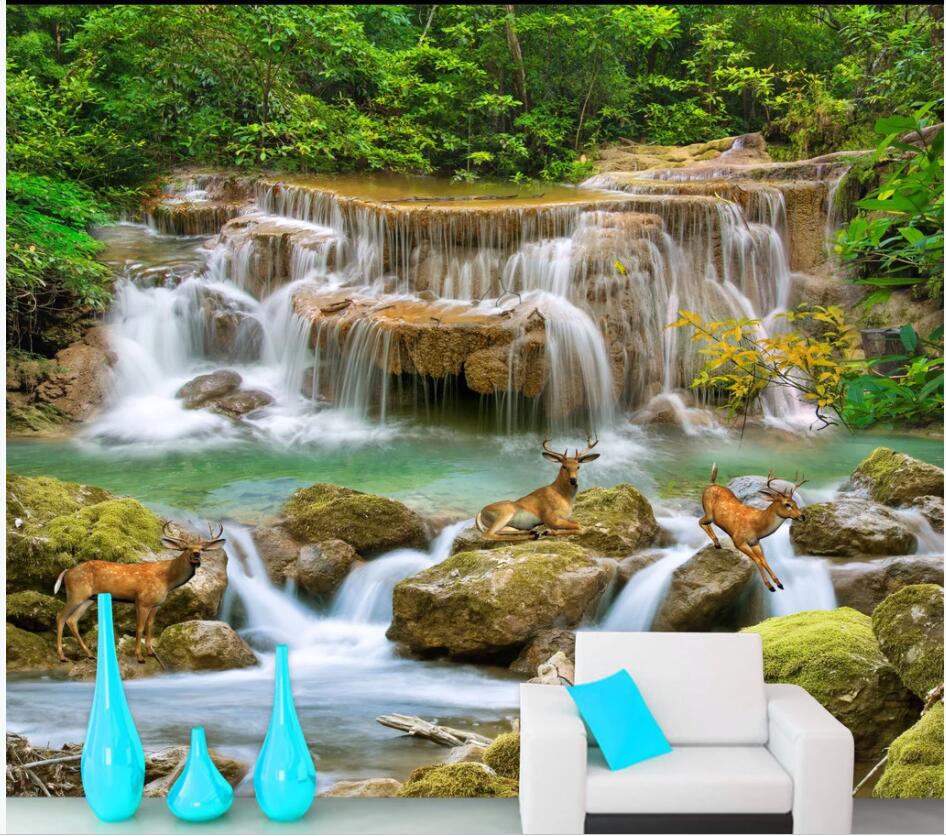 

3d wallpaper custom photo mural HD Stream Creek Waterfall background Home decor living room3d wall murals wallpaper for walls 3 d, Non-woven wallpaper