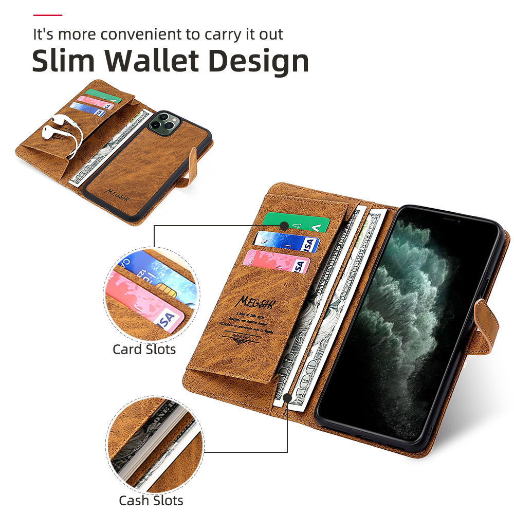 

Luxury Magnetic Flip Wallet PU leather Case cover For iPhone 11 Pro XS MAX X XR 8 7 for Samsung phone, Dark blue