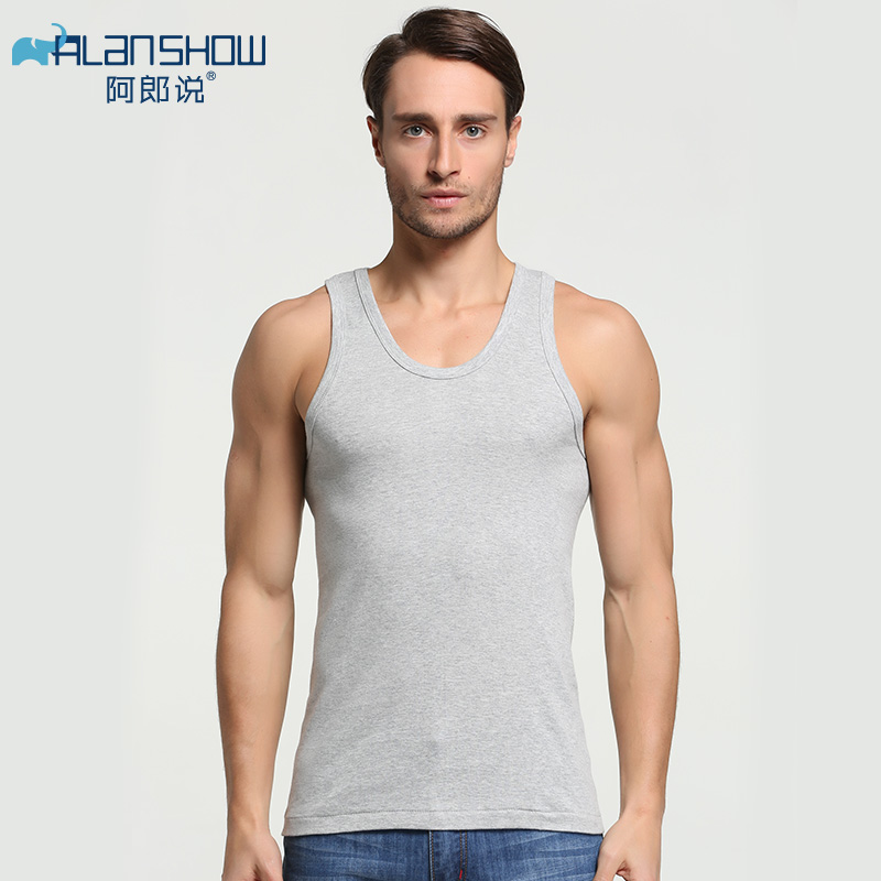 

ALANSHOW Man tank tops for men Combed cotton underwear men camisoles & tank sleeveless undershirts free shipping, Black