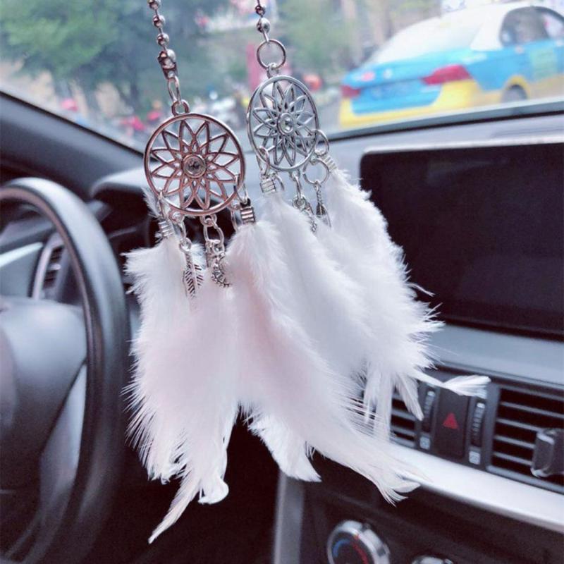 

Car Ornaments Dreamcatcher Hanging Handmade Wind Chimes Auto Dreamcatcher Feather Pendant Ornaments Car Decoration
