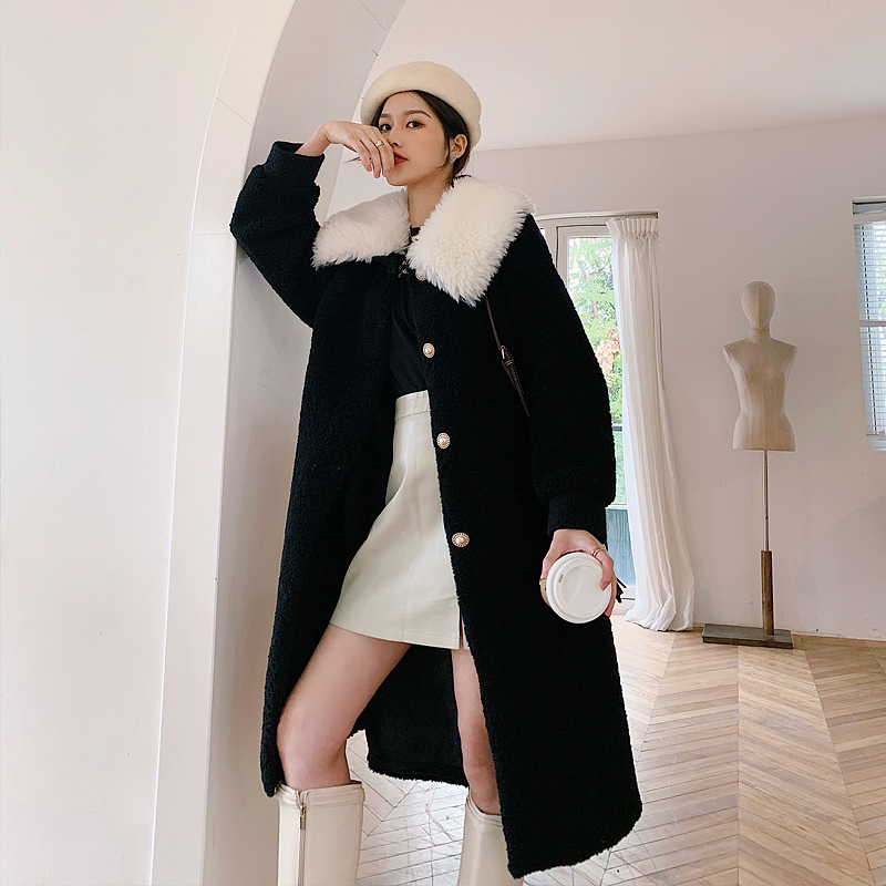 

Real Fur Coat Female Jacket Korean Vintage 100% Wool Jacket Winter Coats Women Clothes 2019 Sheep Shearing Fur Long Tops 201926, Yellow