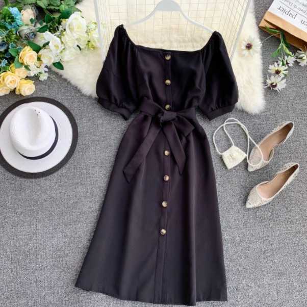 

2020 Summer Vintage Beach Style Bandage Dress Women Slash Neck Short Sleeve Single Breasted Backless Club Party Dresses AQ967, Red