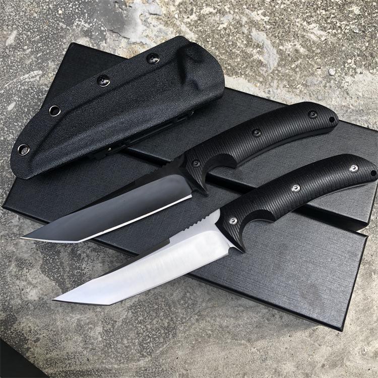 

Outdoor Survival Straight Knife D2 Black / Satin Tanto Blade Full Tang G10 Handle Fixed Blades Knives With Kydex