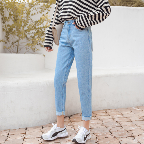 

Light Blue Ripped Jeans Woman High Waist Boyfriend Jeans For Women 2019 Spring Summer Plus Size New Denim Pants Trousers, Black