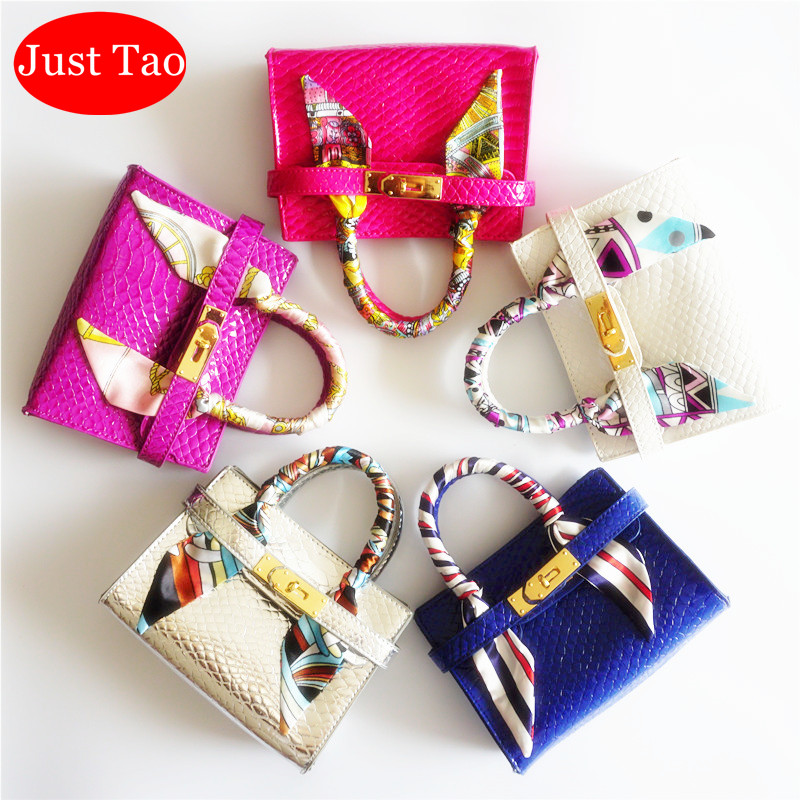 

Just Tao! Kids Mini tote with ribbon Girls Party Small handbags Chic style bags for Kids Toddlers Coin purse Child wallets JT011, Sky blue