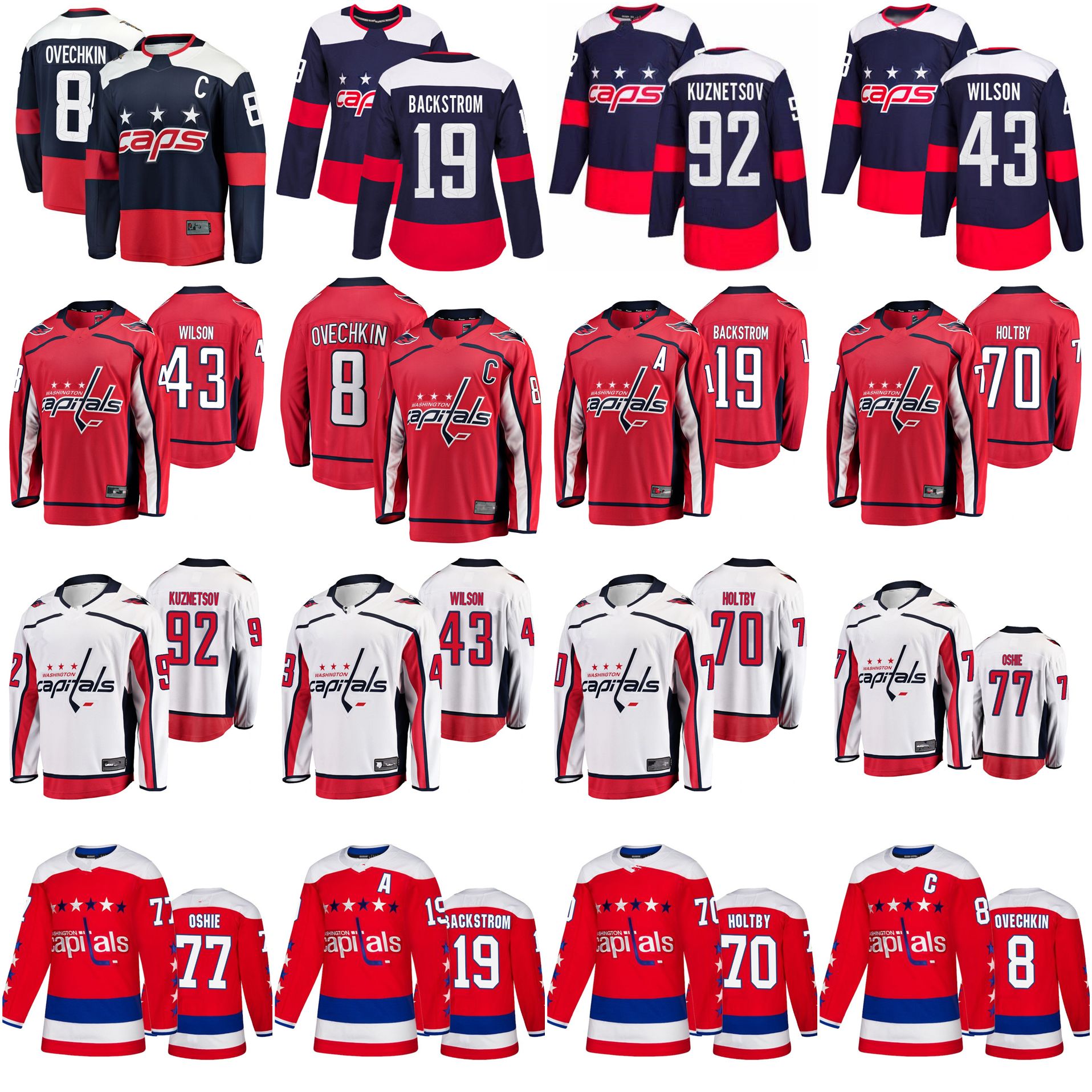 

Washington Capitals Jerseys 77 T.J. Oshie Jersey 8 Alex Ovechkin 70 Braden Holtby Ice Hockey Jerseys Stitched, Black;red