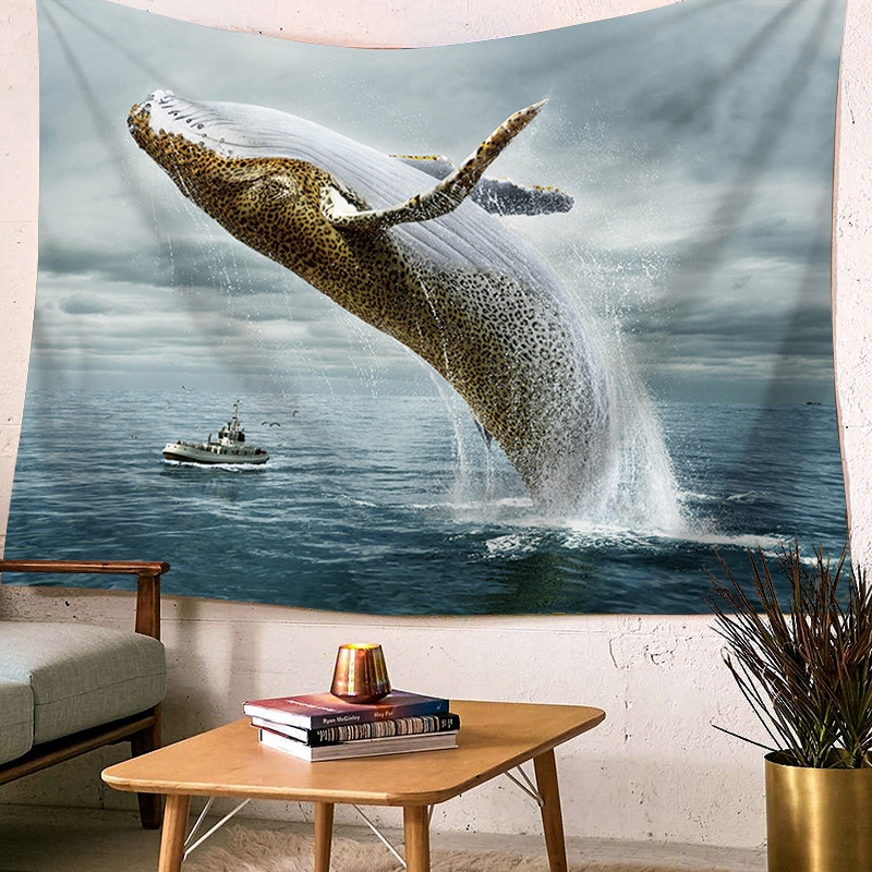 

Cartoon Whale Tapestry for Home Decorative Christmas Walls Blanket Yoga Mat Bedspread Polyester Blue Color Tapestries Bedroom