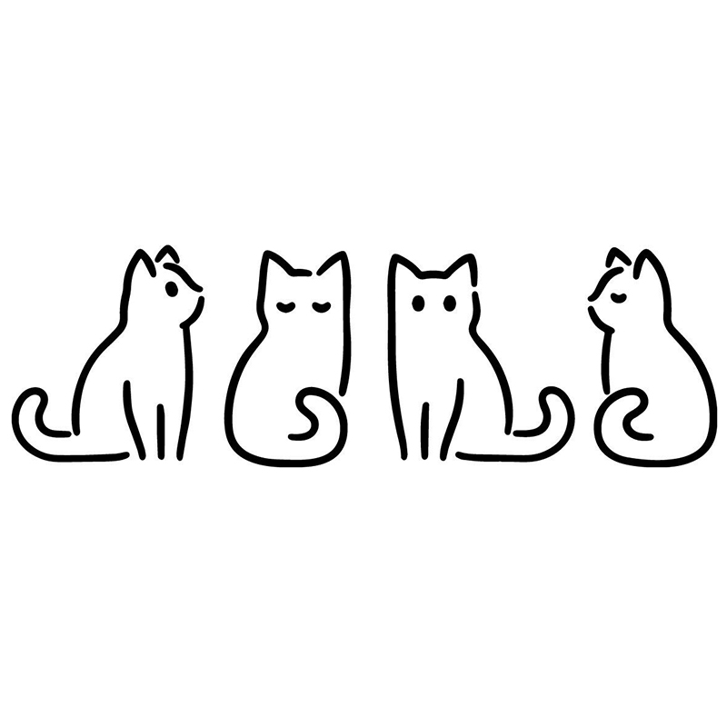 

16*5cm 4 Cats in a Row Decal Cute And Interesting Fashion Sticker Decals Vinyl Car Wrap Decor Decals Car Sticker, Color