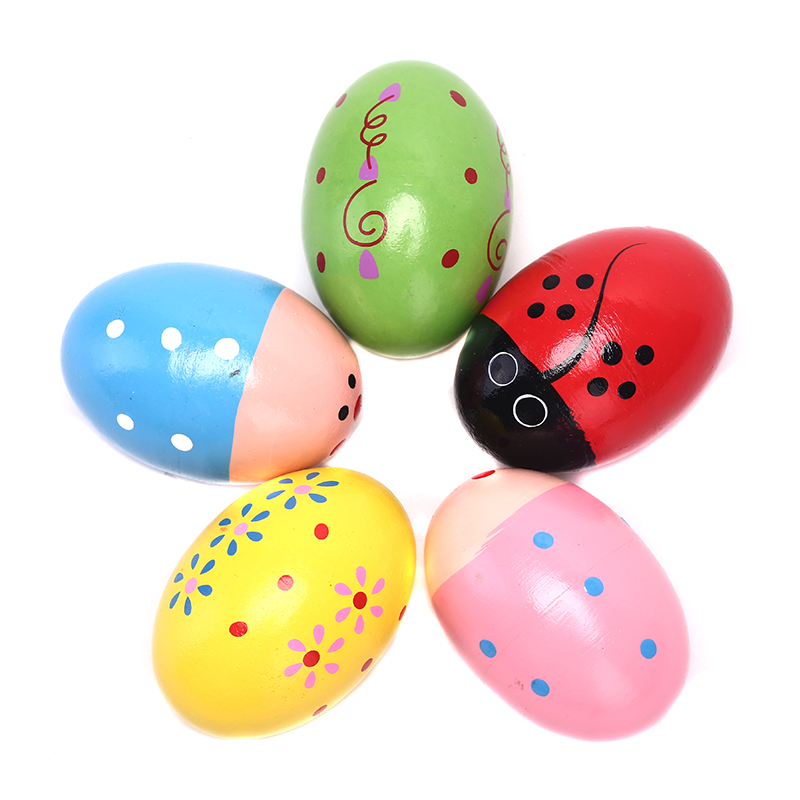 

Wooden Music Baby Kids Toys Children Wood Sand Eggs Instruments Percussion sands Musical Toys Cartoon Colorful Pattern To Kids Random Color