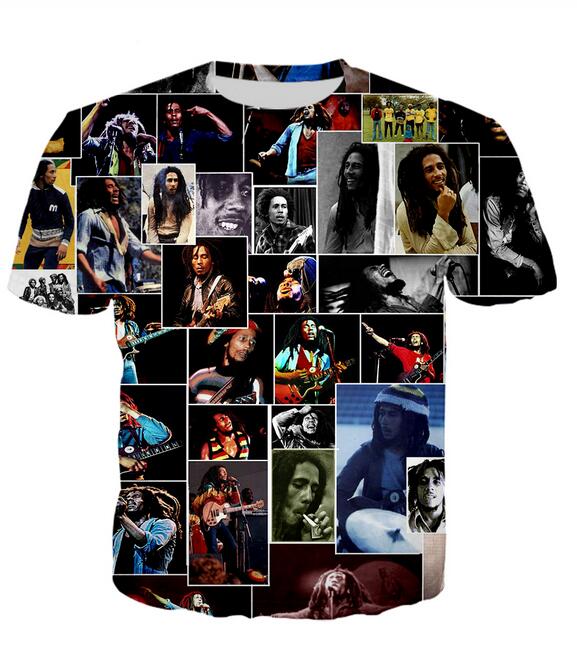 

New Arrive Hip Hop Summer Style Reggae Star Bob Marley Funny 3D Print Men Women Fashion T Shirt Tops Free Shipping XR084, As shown