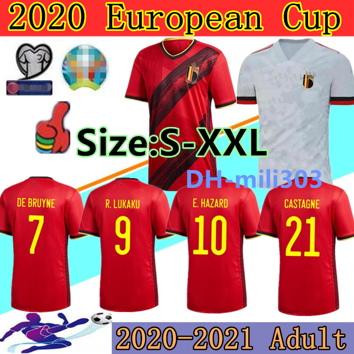 

2020-21 Belgium soccer jersey 2020 European Cup national team home away E.HAZARD R. LUKAKU DE BRUYNE KOMPANY maillot de foot football shirts, Black;yellow