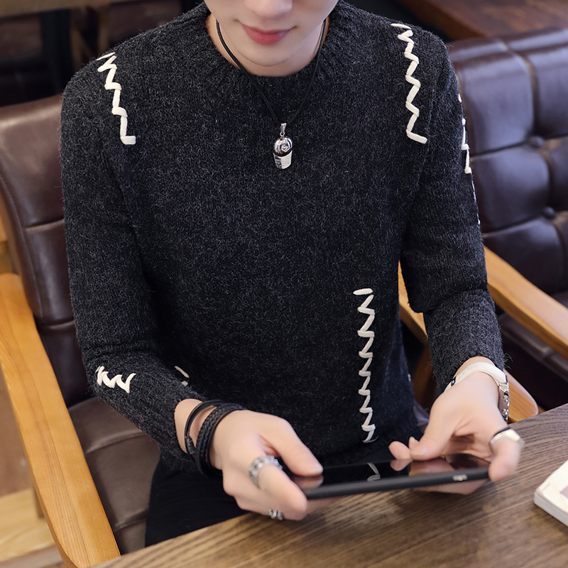 

Autumn Winter Men's Sweater Men's O- neck Solid Color Casual Sweater Slim Fit 2019 new Knitted Pullovers Male Clothing, Gray