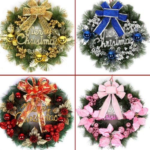 

Beautiful Elegant Hanging Christmas Wreath Garland Ball Cone Xmas Ornaments Window Door Decoration 4 Colors For Choice, Red
