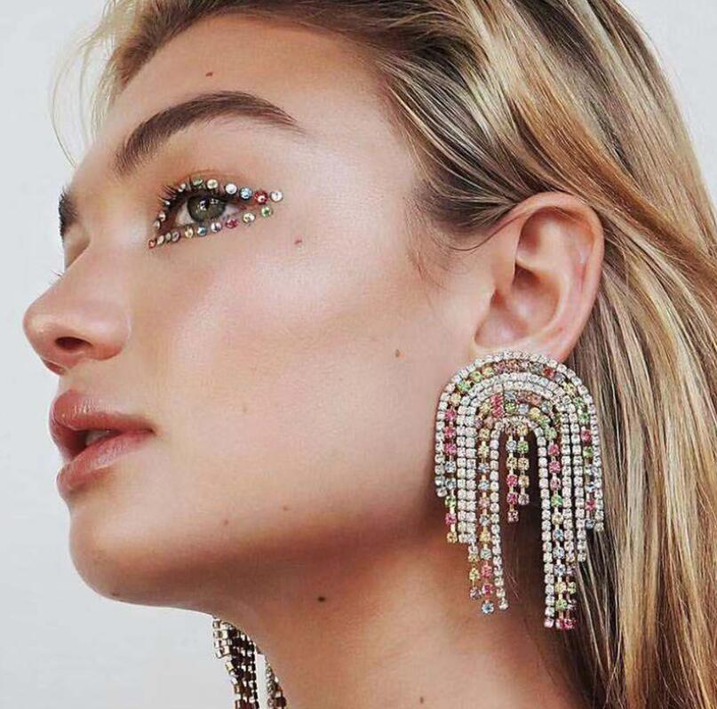 

Creative multi-layer arched water drill with diamond earrings for women in Europe and America fashion simple design sense Earrings