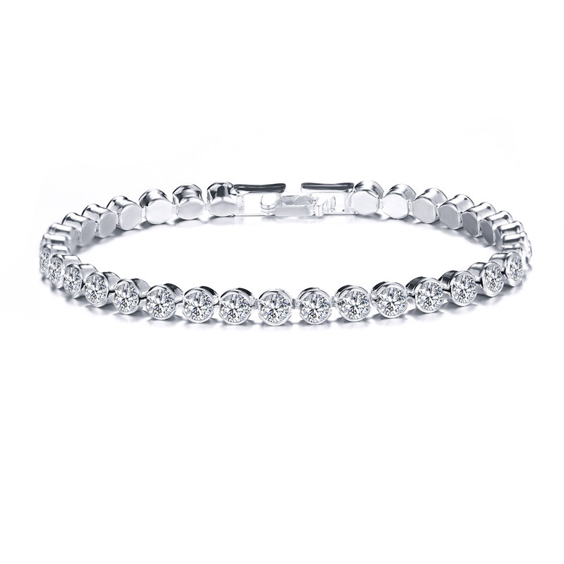 

New Vintage Silver Gold Alloy Full Rhinestone Bracelet For Women Fashion One Row CZ Zircon Tennis Bracelets Wedding Party Gifts HZ