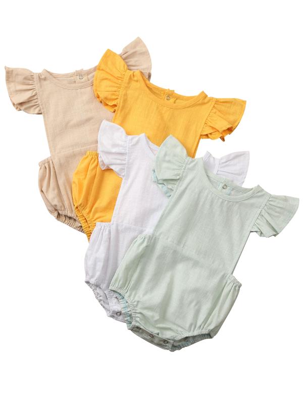 

New Summer Infant Kids Ruffles Bodysuits Baby Girl Solid Romper Jumpsuit Outfit Playsuit Clothes