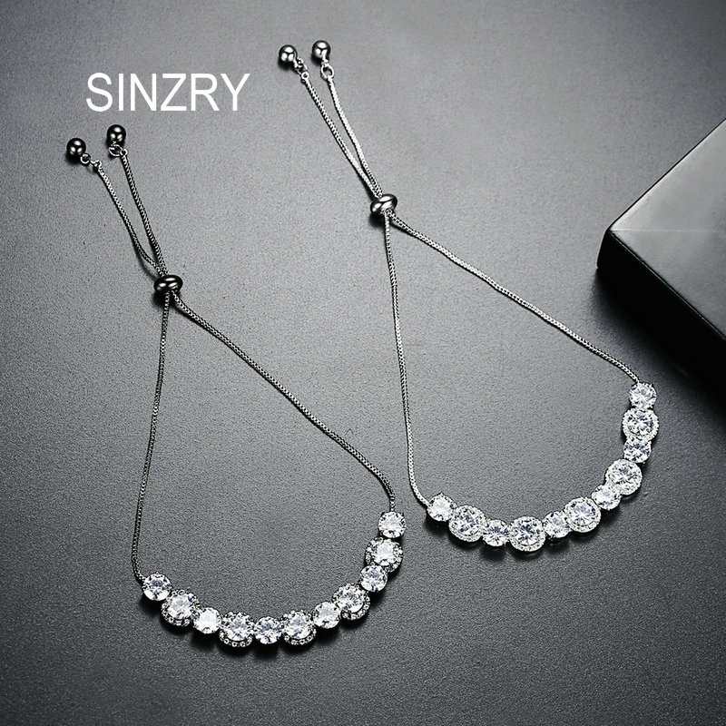 

SINZRY Hotsale cubic zirconia blak gun plated shinning adjustable round charm bracelets lady fashion jewelry accessory
