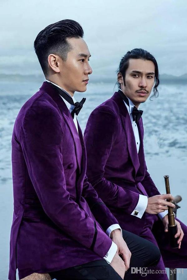 

Classic Velveteen tuxedos groom wedding men suits mens wedding suits tuxedo costumes de smoking pour hommes men(Jacket+Pants+Tie) 71, Same as image