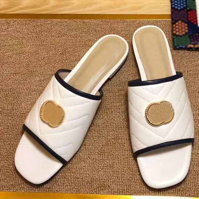 

summer sandals 2021 Brand cowskin leather espadrilles slides flat heel designer women shoes fashion casual slippers non-slip large size 35-42 with box, Multi