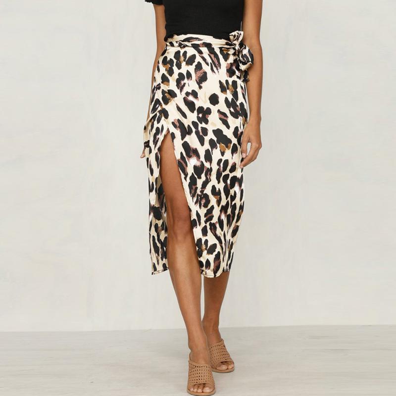

Fashion Women Leopard Skirt Summer Sexy Printed Split Bandage Evening Party Skirts For Ladies 2020 Clubwear Woman Pencil Skirt, White