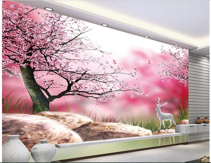 

WDBH 3d wallpaper custom photo HD flower sea cherry tree TV background wall living room home decor 3d wall murals wallpaper for walls 3 d, Non-woven