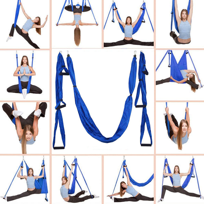 

Full Set 6 Handles Anti-gravity Aerial Yoga Hammock Flying Swing Trapeze Yoga Inversion Exercises Device Home Gym Hanging Belt, Beige