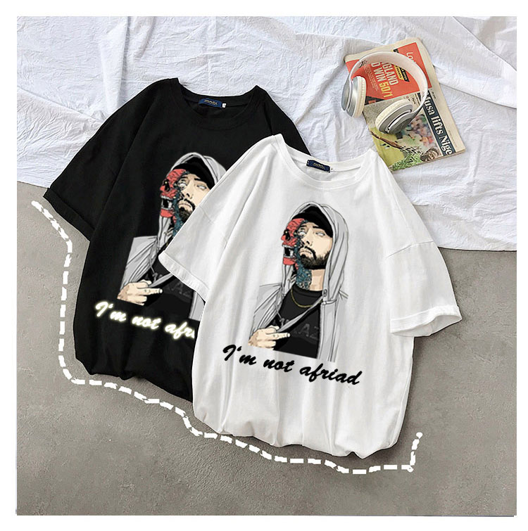 

Mens designer T-shirt rapper Eminem Harajuku neutral short sleeve t shirt I'm not afraid printed street T-shirt DHBOMC169, White;black