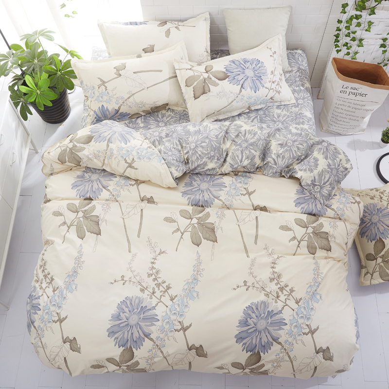 

Floral Bedding Set Pastoral style Ocean of Flowers Duvet Cover Set Bed Sheet Pillow Case housse de couette Home Textile, 01