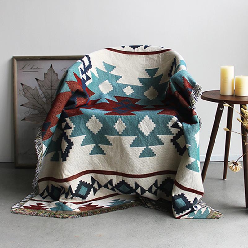 

ESSIE HOME Kilim Carpet For Sofa Living Room Bedroom Rug Yarn Dyed 130*160cm Bedspread Tapestry, As pic