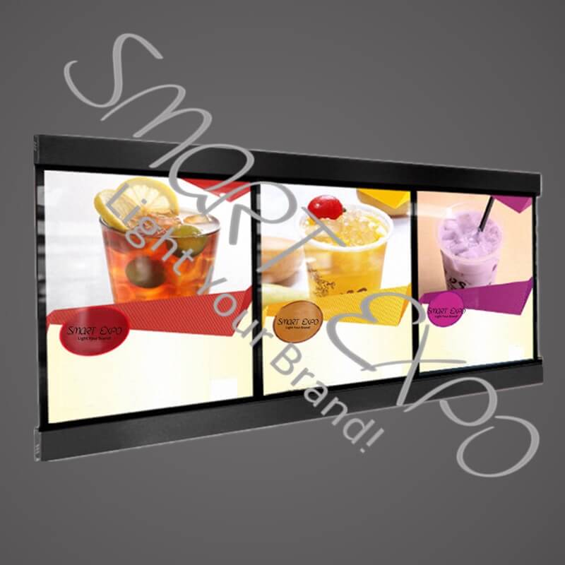 

60x120cm Magnetic Aluminum Led Light Box for Menu Board Restaurant Fast Food Display with 3pcs Light Box Units Wooden Case Packing