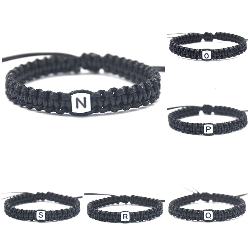 

Black Cord With N To Z Letter Charm Bracelets Rope Chain Adjust Size For Lovers Best Friends Family Members Beaded Jewelry Gifts
