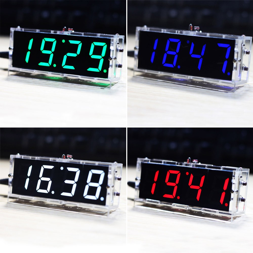 

Digital Alarm Clock Digit DIY Electronic Clock Kit Module LED Light Control Temperature Date Time Display Large Screen for Table Desktop