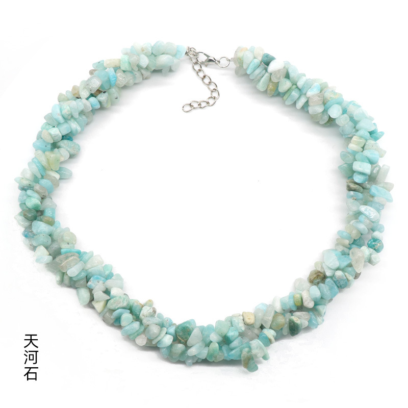 

New popular fashion natural 3row irregular stone necklace