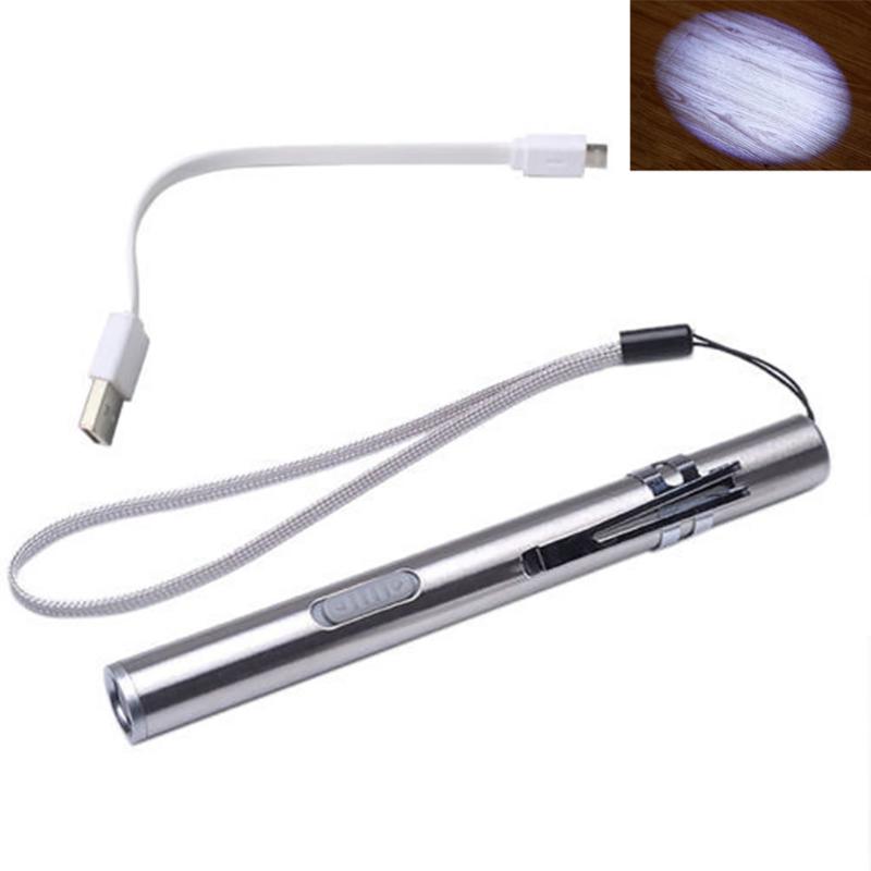 

Camping Led Portable Mini Torch Examination Pen Clip Visual Oral Throat Stainless Steel USB Rechargeable