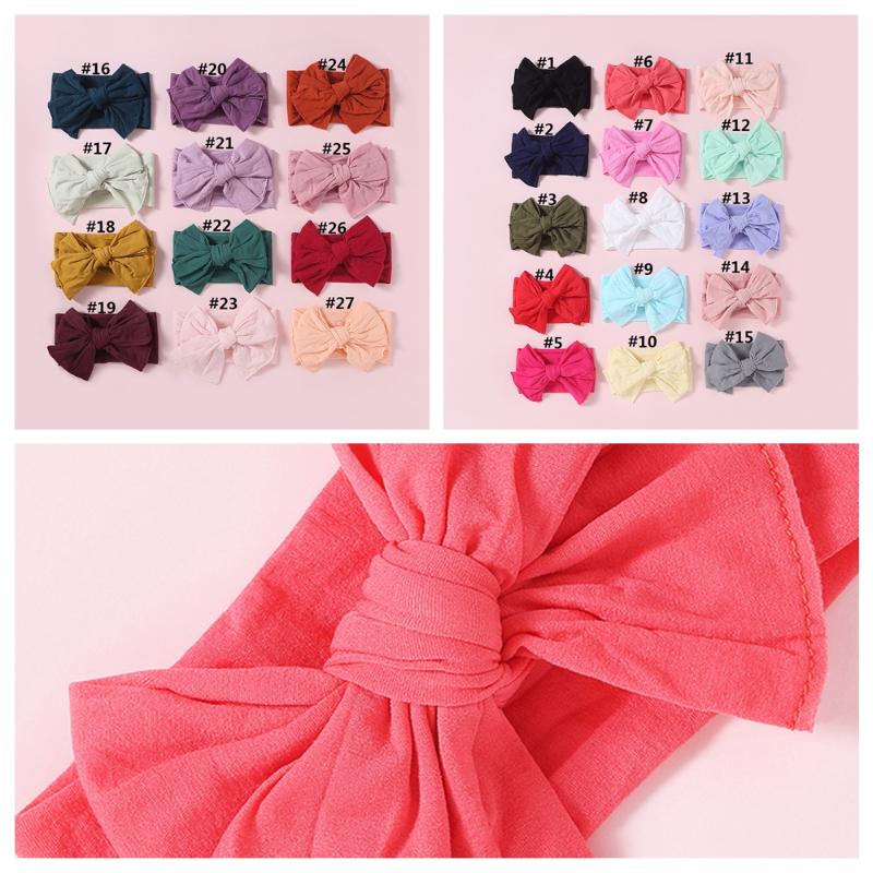 

27pcs Baby Girl Big Bow Nylon Headband Soft Elastic Bowknot Hairbands for Children Kids Toddler Hair Accessories Headwear Turban, 10