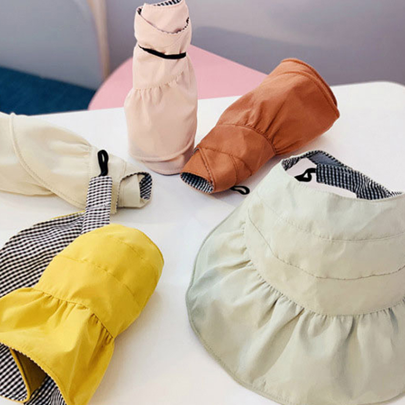 

Outdoor Sports Riding Hat Women Casual Cycling Foldable Bucket Hat Summer Travel Wide Brim Solid Soft Beach Sunscreen Bonnet, Orange