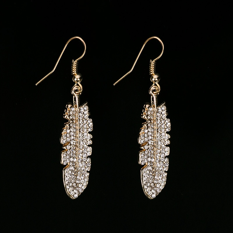 

Directly Sell Golden Long Fund Leaf Earrings Eardrop Ma'am Ornaments