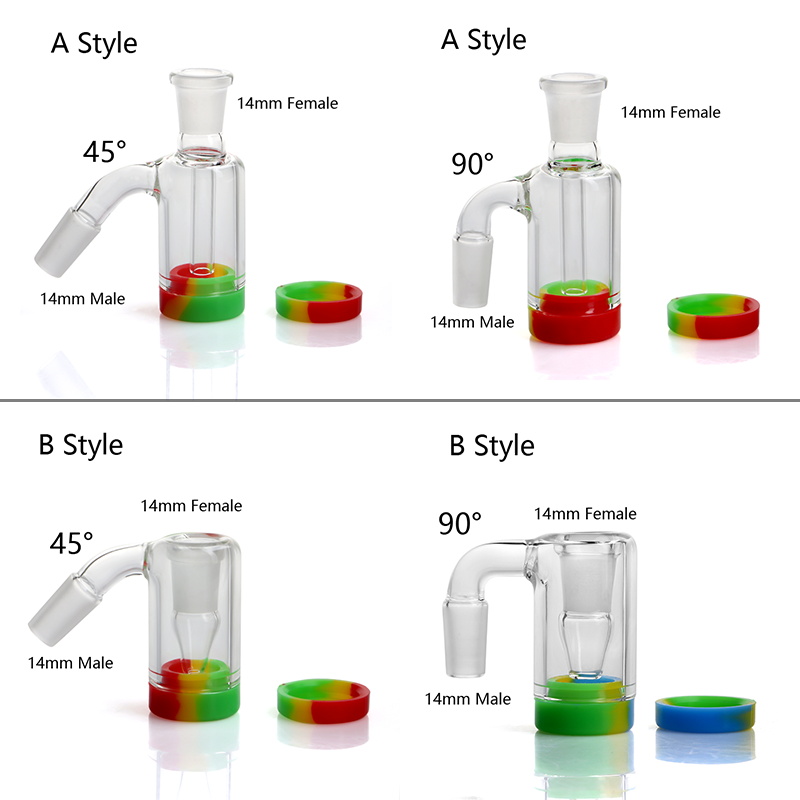 

Glass Ash Catcher With Silicone Container Reclaimer 14mm 18mm Glass Bong Ash Catchers For Quartz Banger Glass Water Bong Dab Rig