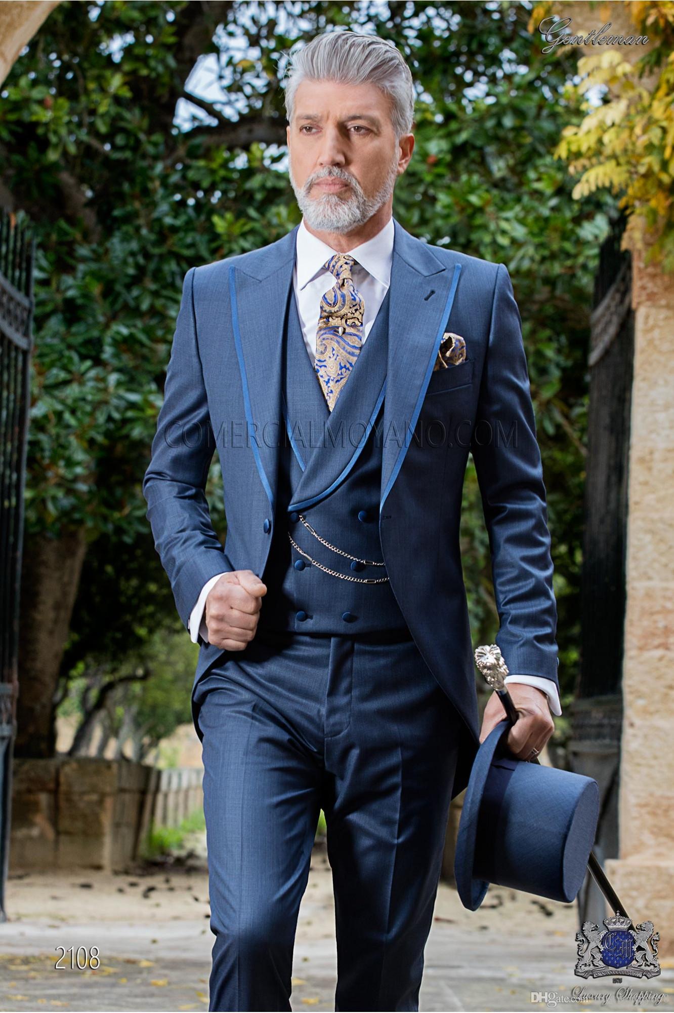 

New Arrival One Button Groomsmen Peak Lapel Groom Tuxedos Men Suits Wedding/Prom Best Man Blazer ( Jacket+Pants+Vest+Tie) 191, Same as image