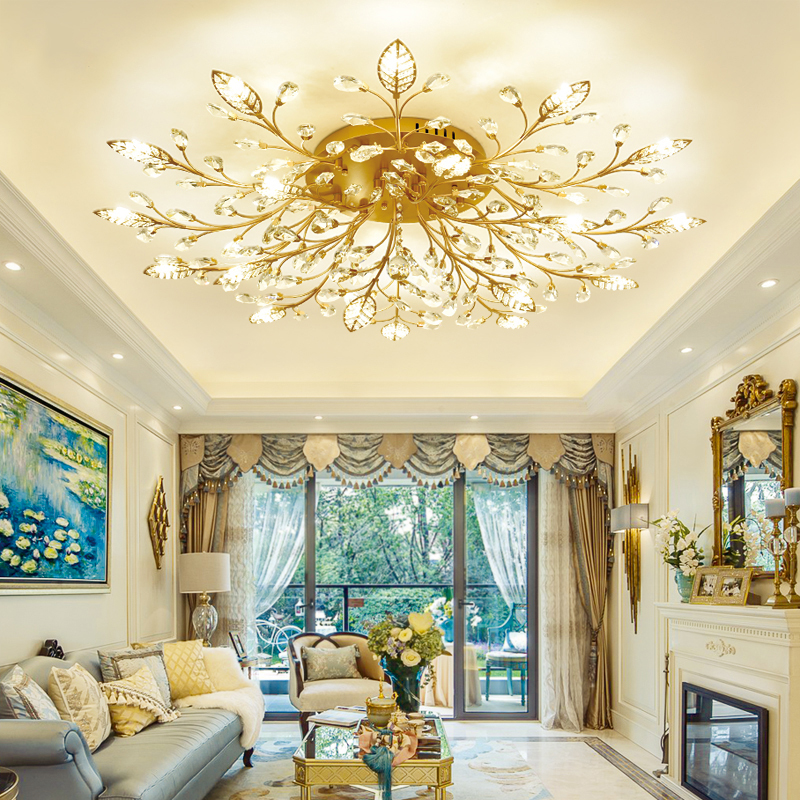

Modern K9 Crystal LED Flush Mount Ceiling Chandelier Lights Fixture Gold Black Home Lamps for Living Room Bedroom Kitchen 100-240V