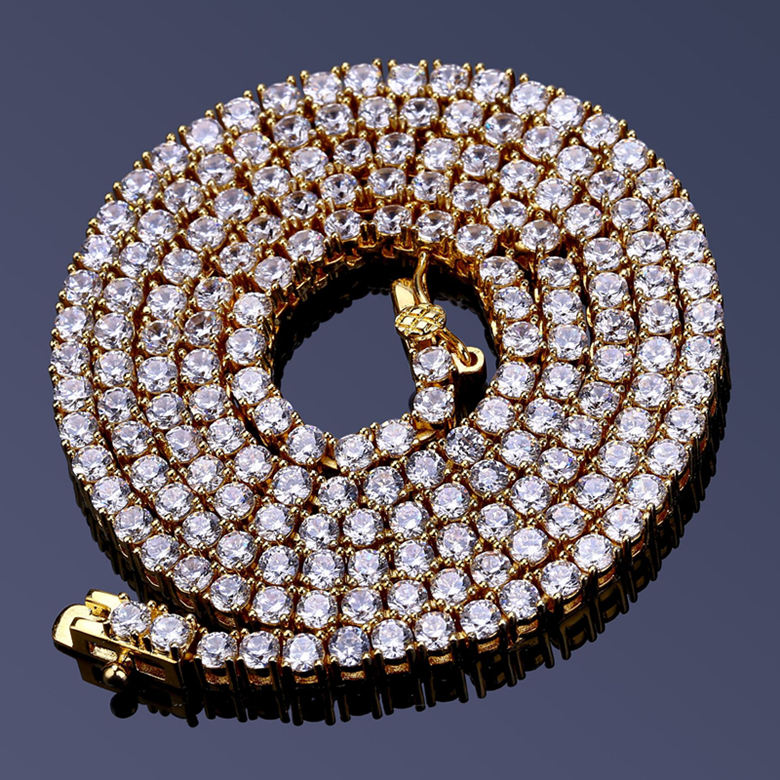 

Tennis Necklaces Jewelry Luxury Fashion High Quality 2.5mm Bling Zircon Micro Paved Chokers Exquisite 18K Gold Plated Hip Hop Necklace LN100