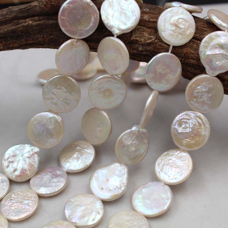

Free Shipping 18MM BigRound Baroque 100% Natural Freshwater Coin Pearl Strand Bead Earring Charms Jewelry Loose Beads