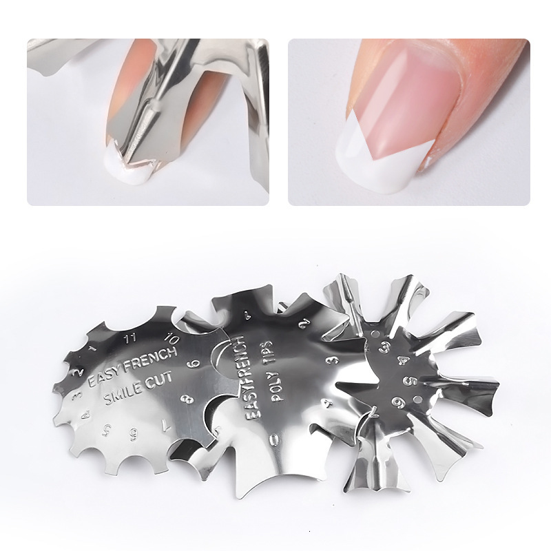 

French Template Multi-function Manicure Nail Tools Armour Metal Plate Model Stainless Steel UV Gel Nails Polish Tool 3 Style DIY