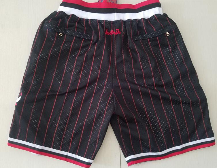 

New Shorts Team Shorts 97-98 Vintage Baseketball Shorts Zipper Pocket Running Clothes Black Stripe White Red Just Done Size S