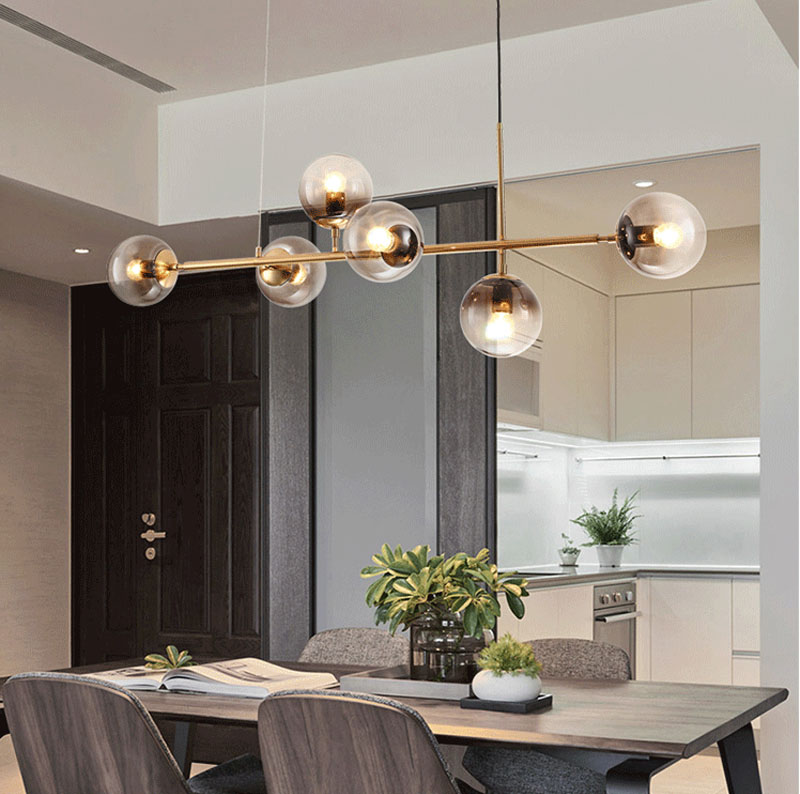 

INS Famous Bubble LS Chandelier Nordic Magic Bean Horizontal Vertical Pendant Light Golden Ceiling Light 4/ 6 Heads