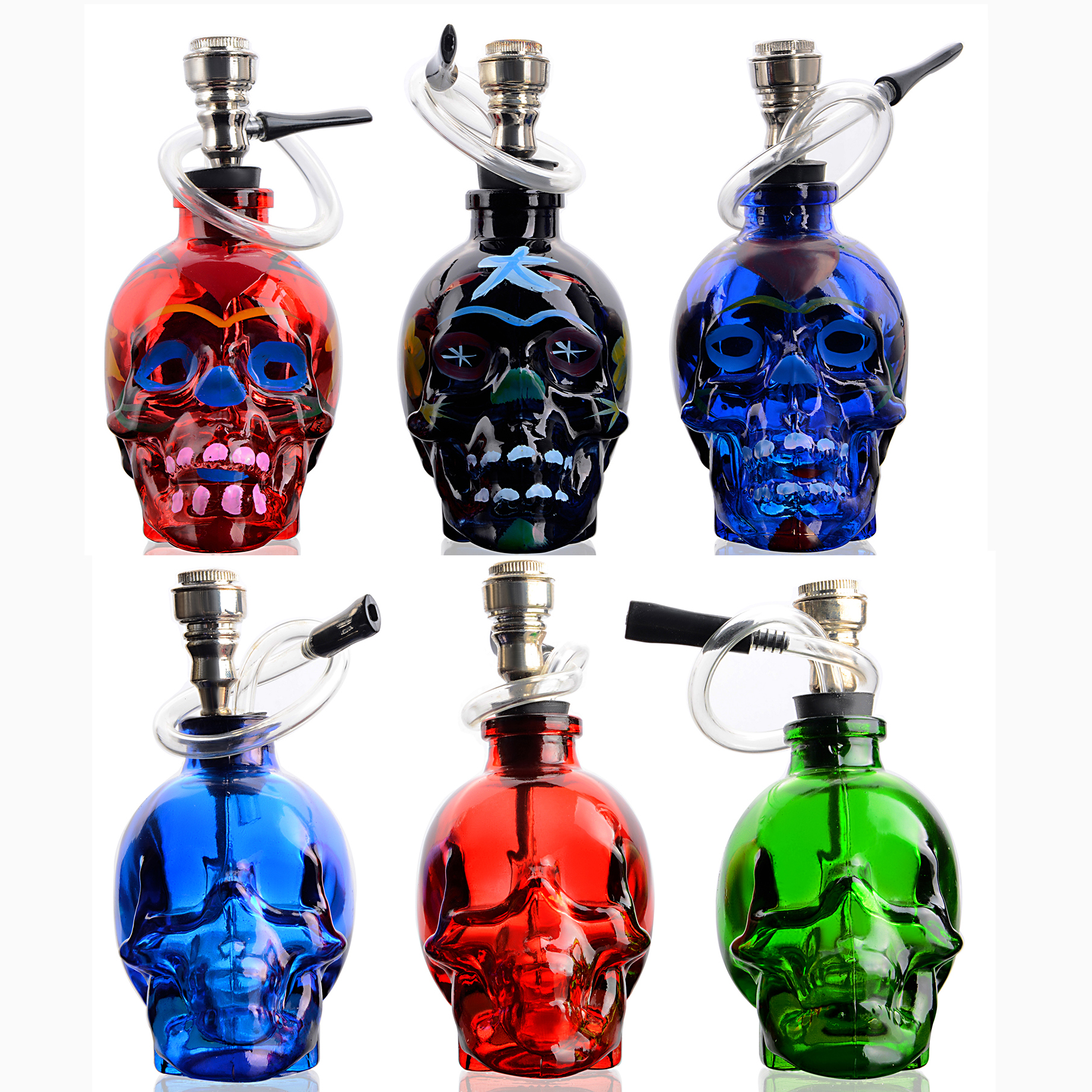 

Colorful skull glass pipe burner Glass Oil Burners Pipes Balancer Water Pipe smoking hookahs bongs red blue green free shipping