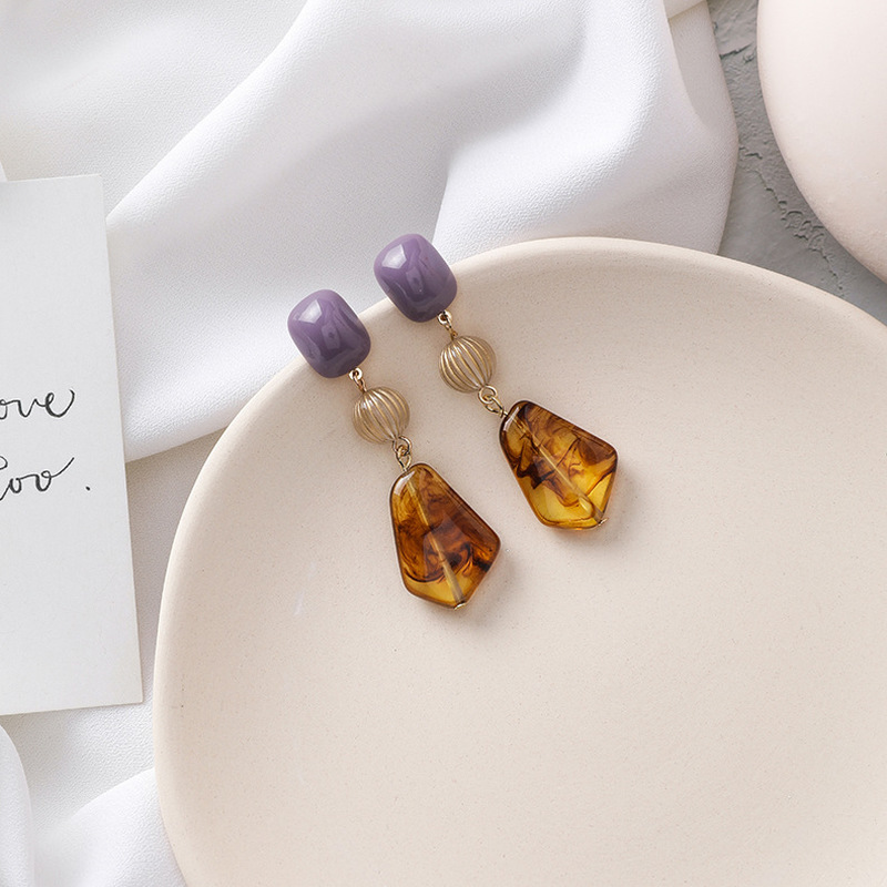 

Girl Earrings Japanese Retro Yellow Khaki Long Simple Geometric Drop Earrings for Women Cute Fashion Jewelry Accessories
