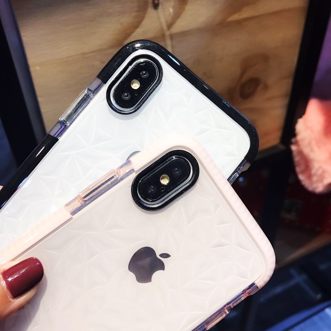 

For iPhone 11 pro x xs max xr 7 8 Plus Ultra Thin Diamond Grain Soft TPU Phone Back Cover Case For Apple iPhone 6 6s 6p 8 X Clear Case Capa, Black